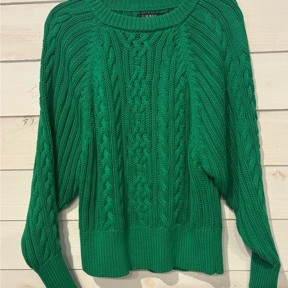 Ralph Lauren Black Label Green Crew Neck Cable Knit Sweater - Picture 11 of 15